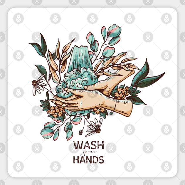 Wash You Hand Illustration Magnet by Mako Design 